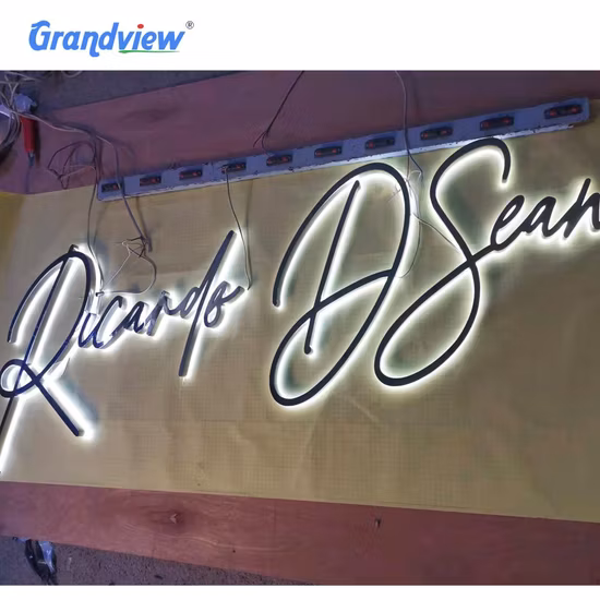 Wholesa China Fábrica Tienda personalizada Tienda Logotipo de metal frontal Caja de luz termoformada Carta iluminada Oficina Comercial Negocios Letreros LED Señalización iluminada 3D